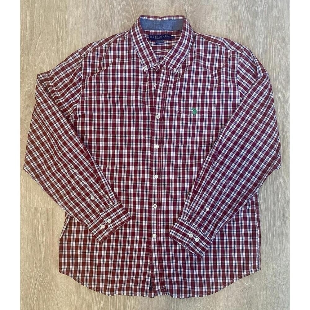 U.S. Polo Assn. Plaid‎ Button Down Shirt Long Sleeve Casual XL